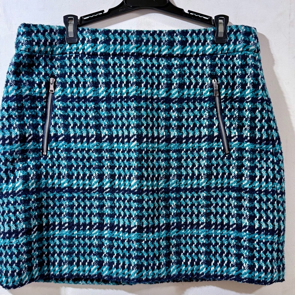 LOFT Blue and Black Midi Pencil Skirt